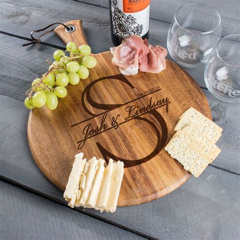 Round Engraved Cheese Board Personalized Cheese Board Etsy