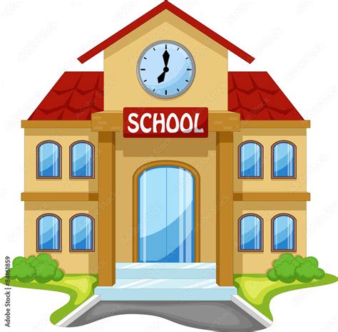 School Building Cartoon Stock Vector Adobe Stock