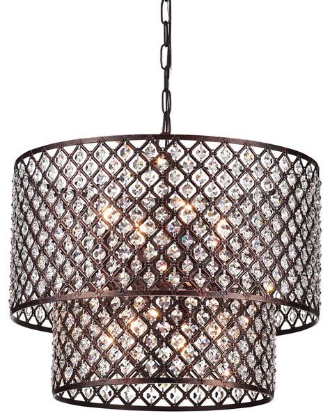 Marya Light Antique Copper Round Double Beaded Drum Glam Crystal
