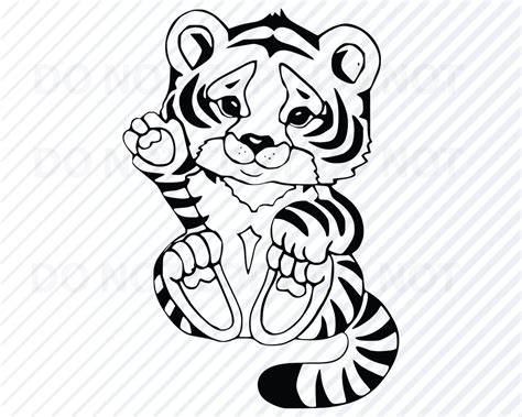 Baby Tiger 3 SVG Black White Transfer Vector Images Etsy