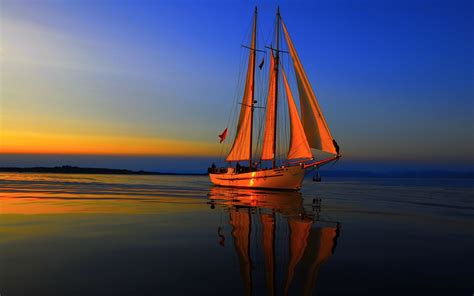 Hd Sailing At Sunset Wallpaper Download Free 54397