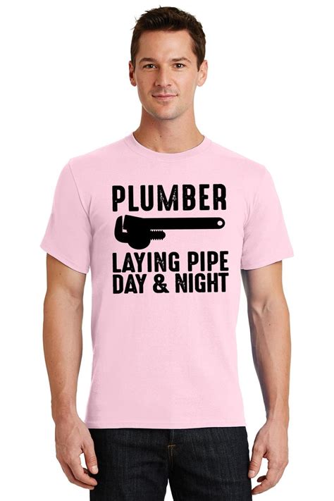 Mens Plumber Laying Pipe Day And Night T Shirt Work Husband Dad Ebay