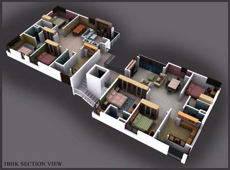3 Bhk Duplex House 3d Plans