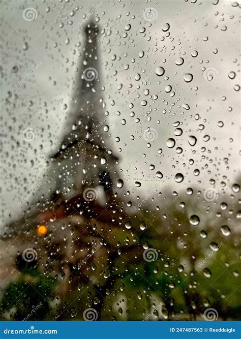 Eiffel Tower Through Rainy Window Stock Image Image Of Rain Water