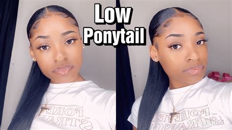 How To Sleek Low Ponytail On Short Natural Hair With Weave Youtube