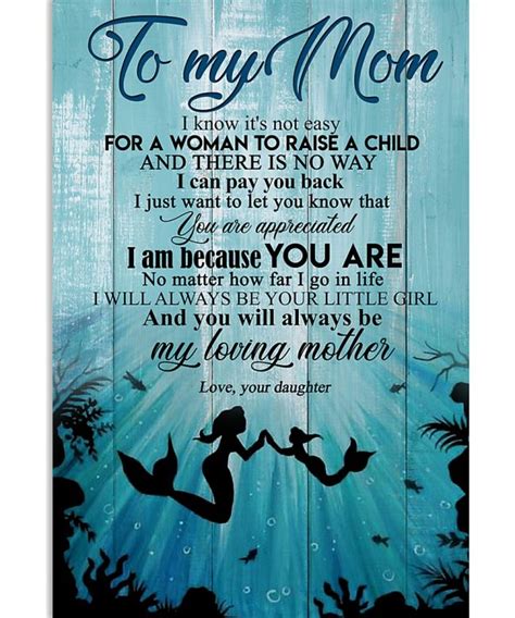 To My Mom My Loving Mother Vertical Poster Forever Love Ts In