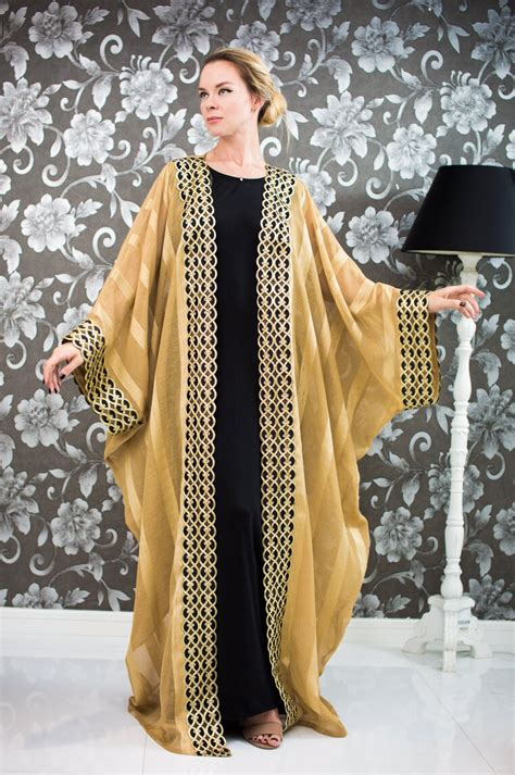Shop Royal Golden Abaya With Black Lace For Aed 375 By Zafirah Fashion