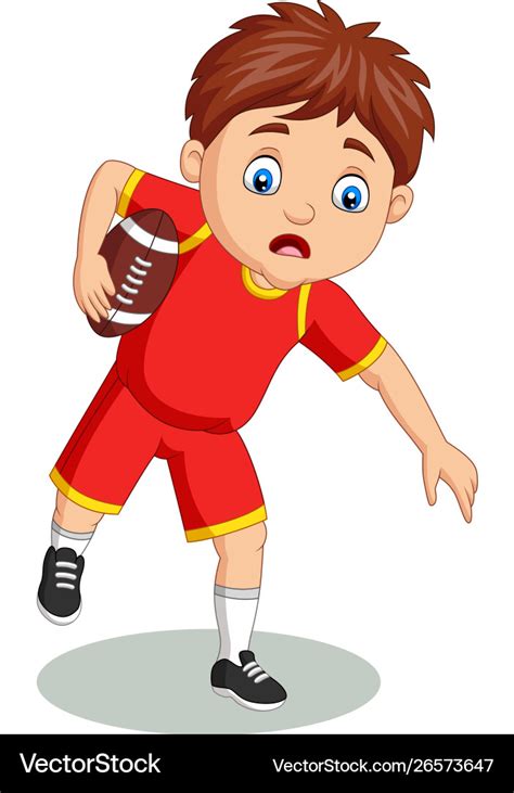 Cartoon Little Boy Playing Rugby Royalty Free Vector Image