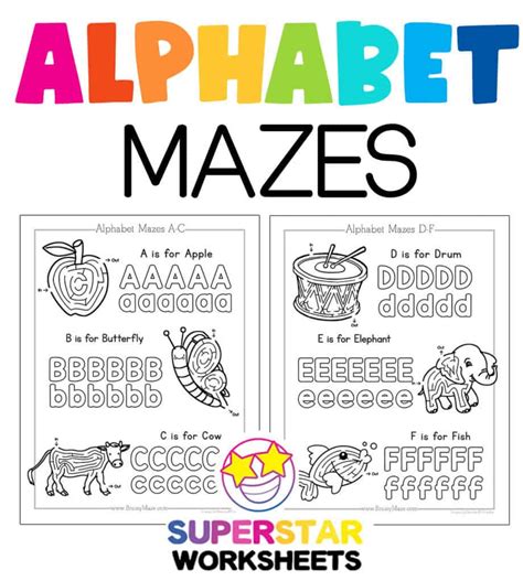 Alphabet Mazes Superstar Worksheets