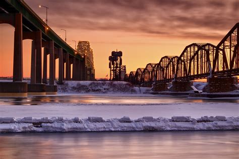 Sunset Bridges St Marys River St Marys Rapids Flickr