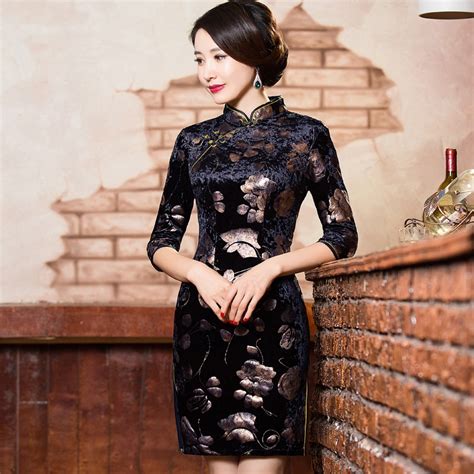 2022 Satin Womens Chinese Dress Qipao Dress Chinese Style Formal Flower Cheongsam Chinese Dress