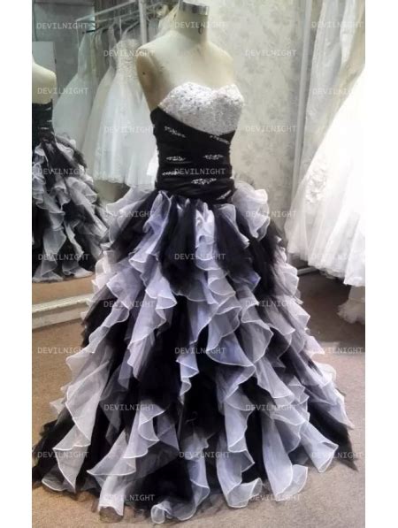 Black And White Ball Gown Gothic Wedding Dress Uk