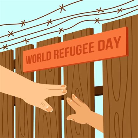 Dibujado A Mano Ilustración Día Mundial De Los Refugiados Vector Gratis