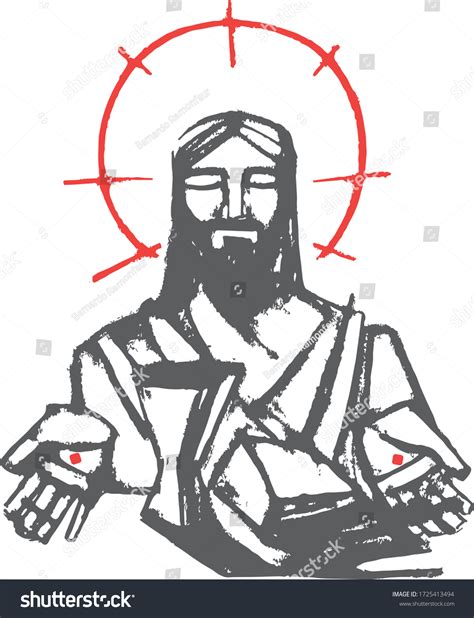 Digital Vector Illustration Drawing Jesus Christ Vetor Stock Livre De