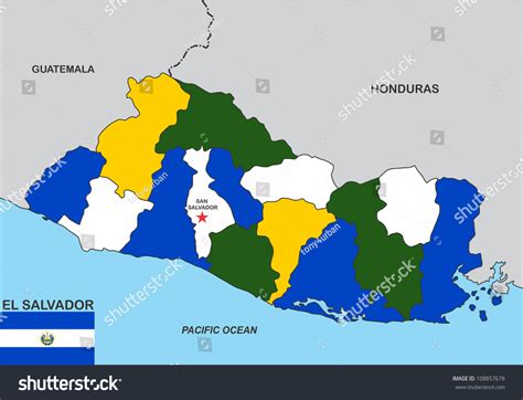 Very Big Size El Salvador Political Map Illustration 108857678