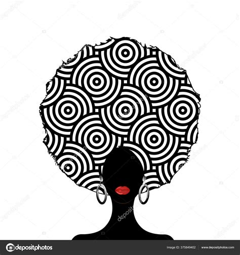 Portrait African Woman Silhouette Dark Skin Female Face Afro Curly ⬇
