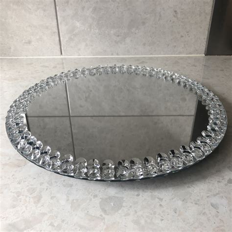 Round Glass Mirror Centerpiece Spinning Turn Table Tray Etsy Uk