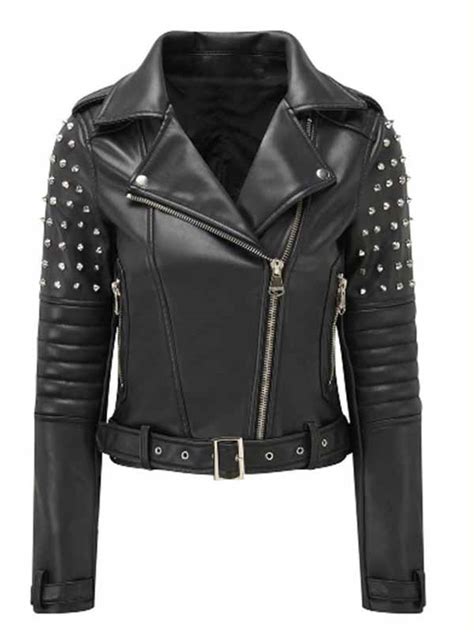 Womens Black Studded Leather Jacket