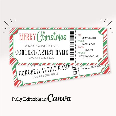 Christmas Concert Ticket Gift Surprise Concert Ticket Printable