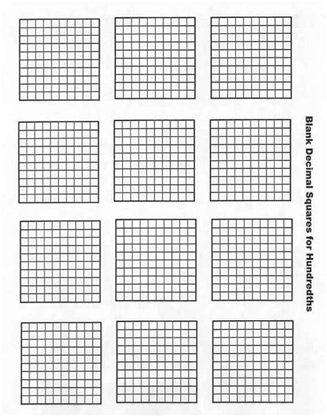 Decimal Hundredths Grid Blank Decimals Math Babe Math Lessons