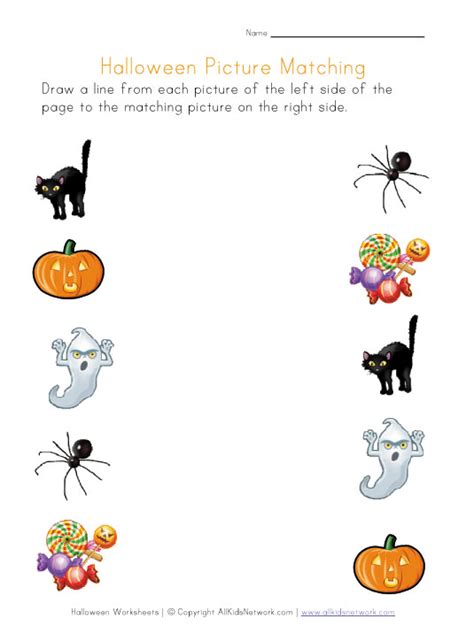 Halloween Picture Matching Printable Worksheets