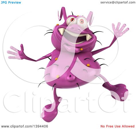 Clipart Of A 3d Purple Germ Virus On A White Background Royalty Free