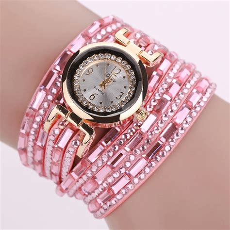 duoya dy004 crystal casual style ladies bracelet watch gold case quartz movement watches