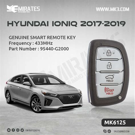 Telecomando Smart Key Hyundai Ioniq 2017 433 Mhz 95440 G2000 Mk3