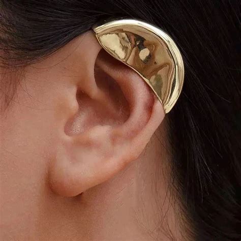 Punk Gold Ear Cuff Men Women Clip On Earrings Without Piercing Etsy