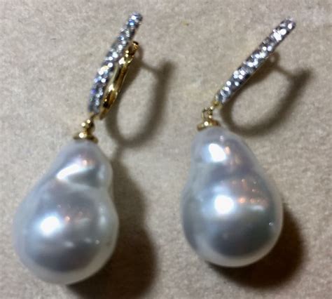 Baroque South Sea Pearl Earrings With Diamondsmothersdaytpearlset
