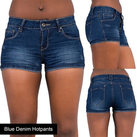 New Ladies Womens Blue Denim Shorts High Waisted Ripped Sexy Shorts Jeans 6 22 Ebay