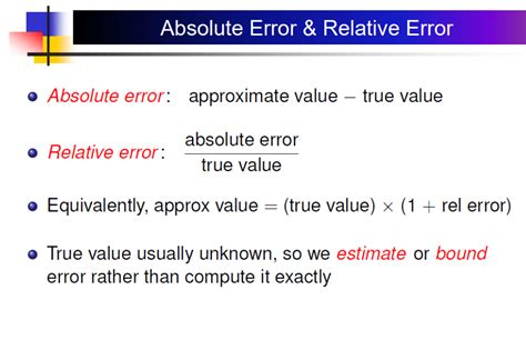 Solved Absolute Error And Relative Error Absolute Error