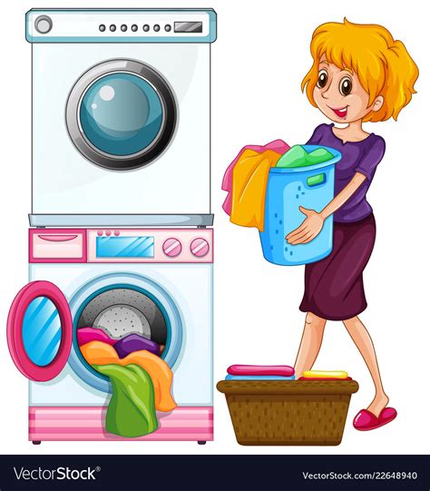 Woman Doing Laundry On White Background Royalty Free Vector