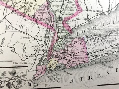 Antique 1881 New York County Map By S Augustus Mitchell Etsy