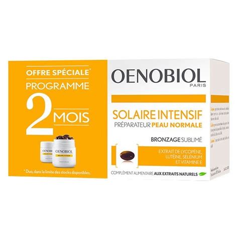 Oenobiol Solaire Intensif Peau Normale Lot De 2 X 30 Capsules Pas Cher