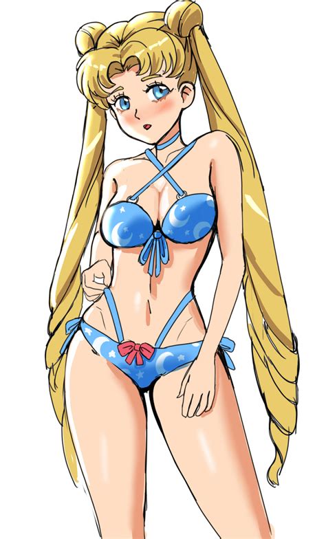 Rule 34 1girls Bikini Bishoujo Senshi Sailor Moon Blonde Hair Blue