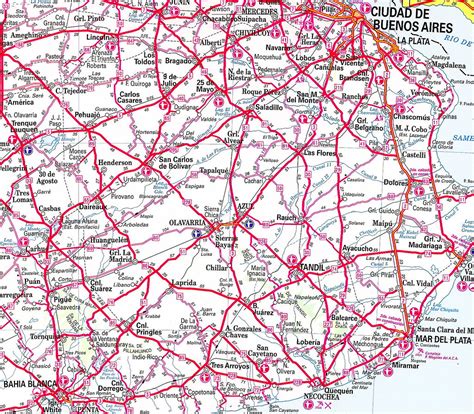 Buenos aires es una provincia de la región central de argentina. Mapa de rutas de la Província de Buenos Aires (parcial), A ...