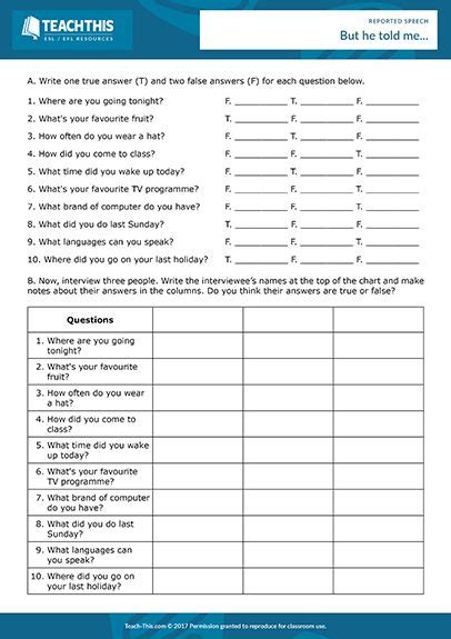 A Worksheet Showing The Answers For An English Speaking Activity Which