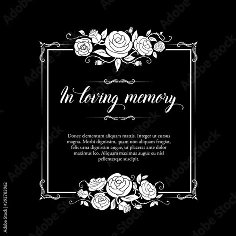 Funeral Frame With Roses Ornament And Condolence Typography Funereal