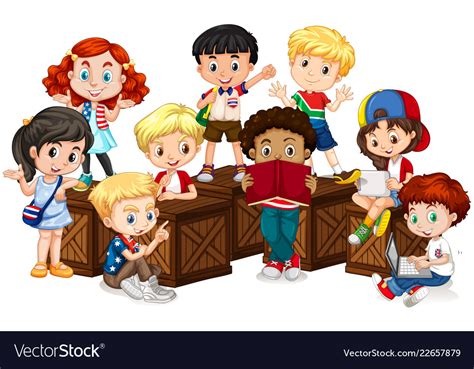 Group Of International Children Royalty Free Vector Image