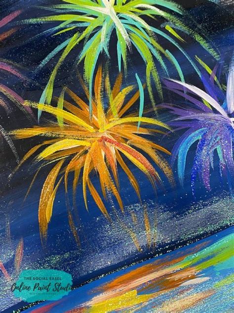 Fireworks Over Water In 2020 Online Painting Painting Tutorial