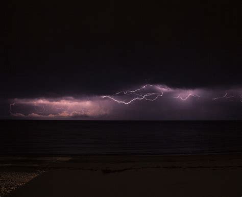 Lightning Sea Under Storm With Lightning Thunderstorm Image Free
