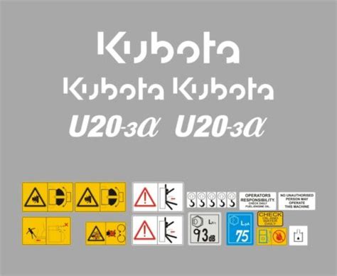Kubota U20 3a Mini Digger Decal Set Ebay