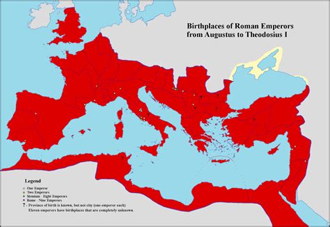 Birthplaces Of Roman Emperors Mapped Vivid Maps Roman Empire Map