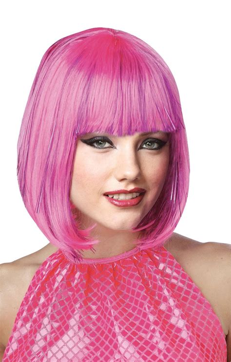 Wig Pink Shimmering Bob Halloween Wigs Wigs Costume Wigs