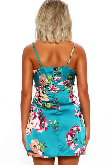 weekend in rome green floral frill wrap mini dress mini dress green mini dress mini wrap dress