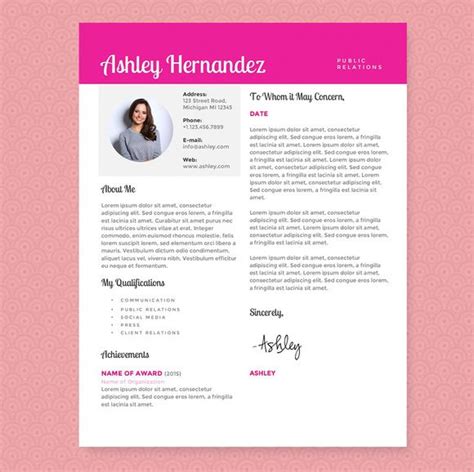 Bright Pink Resume Template Package Resume Template Cover Letter