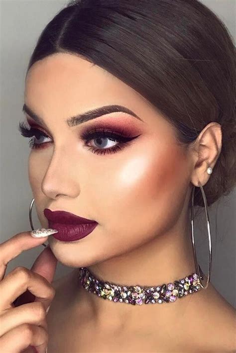 45 smokey eye ideas and looks to steal from celebrities burgundy makeup burgundy lipstick