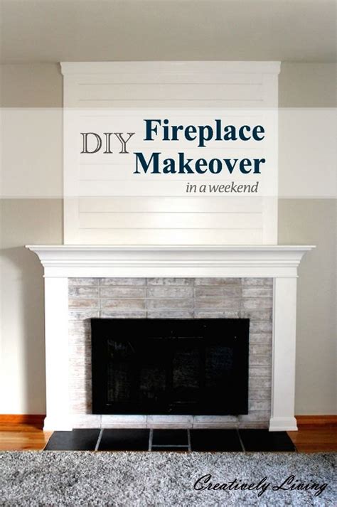 Position the tile where you want it and push firmly, wiggling it around a bit so those tile tracks fill and the tile is firmly adhered along every point to the fireplace. Hometalk | DIY Fireplace Makeover....in One Weekend, Under ...