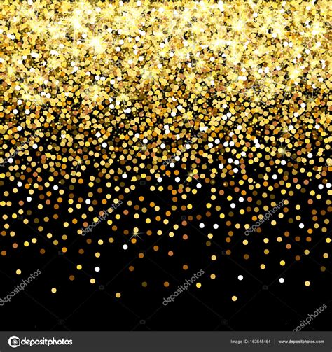 Falling Golden Particles On A Black Background Scattered Golden